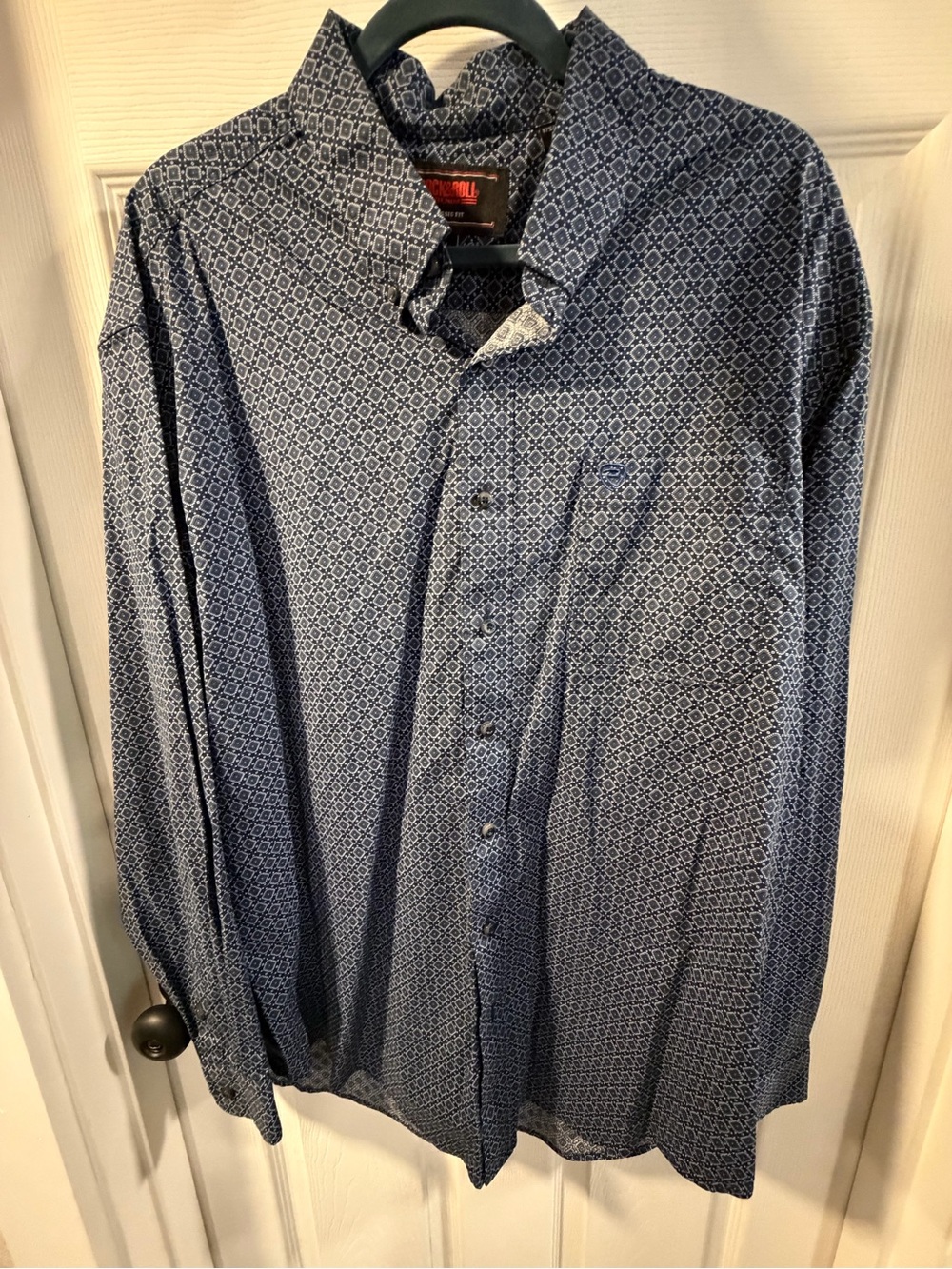 Rock&Roll Denim Navy Blue Patterned Button-Up Shirt